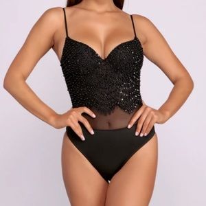 Windsor black lace embellished body suit